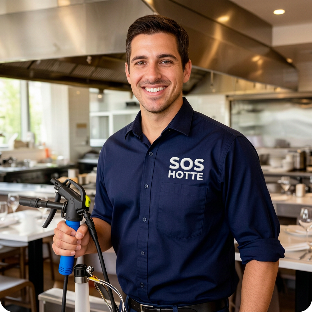 Technicien SOS Hotte en intervention de dégraissage de hotte professionnelle